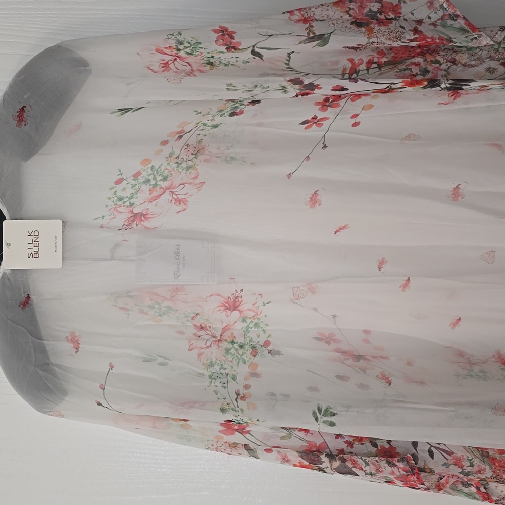 Floral Sheer Kimono Cape, Silk Blend